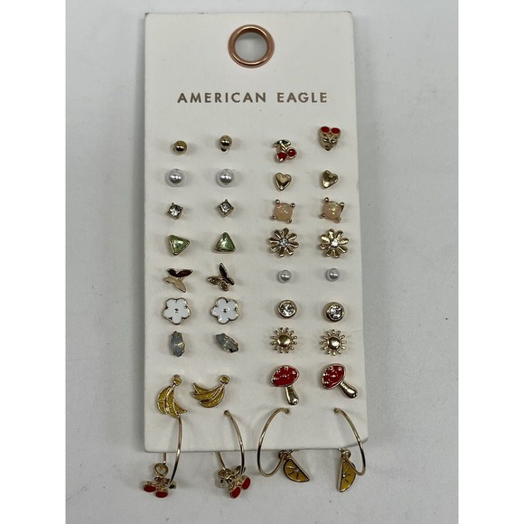 American Eagle Outfitters Jewelry - American Eagle 18 Piece Small Stud (2 Hoop) Earring Card New